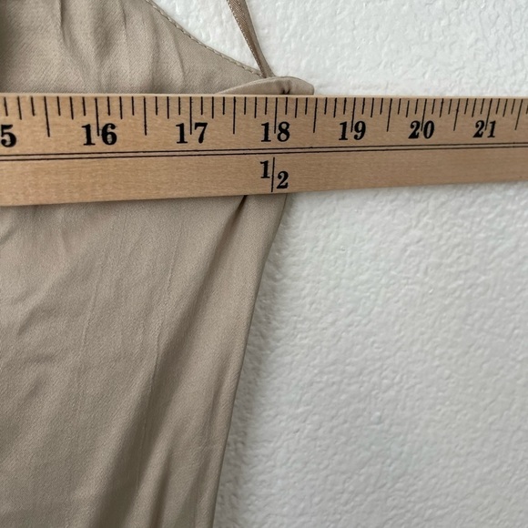 ZARA Ruched Mini Dress Soft Gold Tan | 2298/155 size XLarge Short Tie Neck - Picture 7 of 15